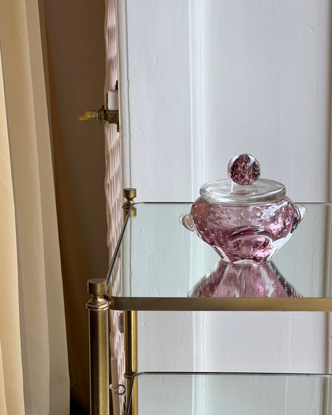 Vintage purple / clear Murano bonbonniere