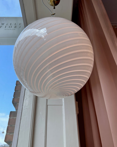 Vintage Murano white swirl ceiling lamp (D40)