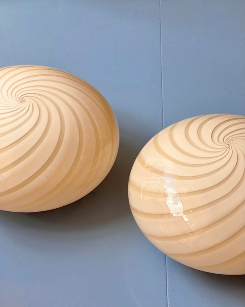 Vintage Murano light yellow swirl ceiling/wall lamp (D26)