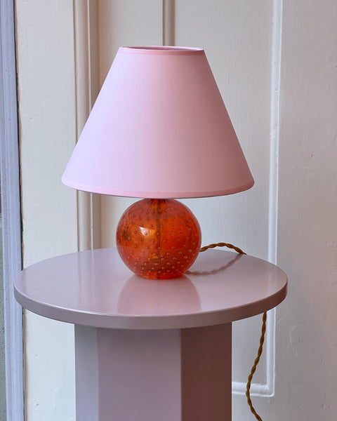 Vintage orange bubble Murano table lamp (with shade)