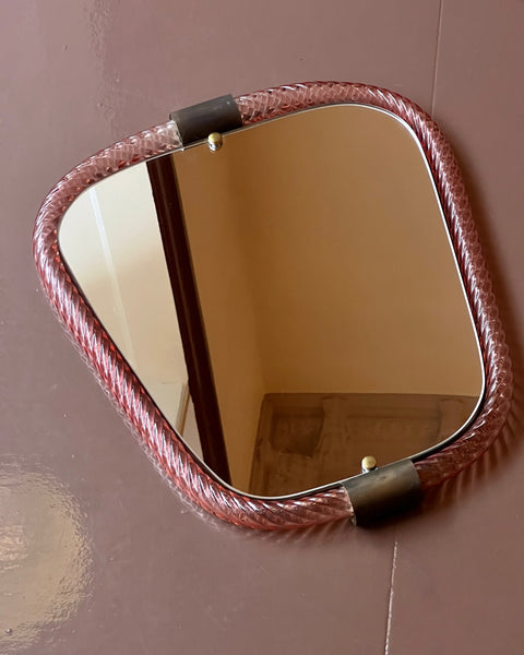 Vintage Italian mirror with pink glass frame