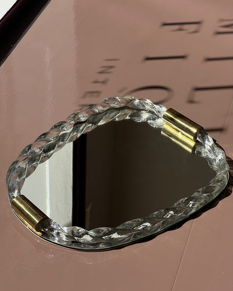 Vintage Italian mirror with twisted clear glass frame