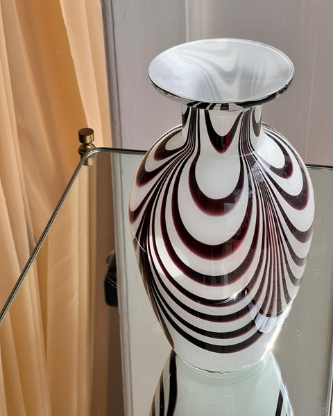 Vintage black/white Murano vase