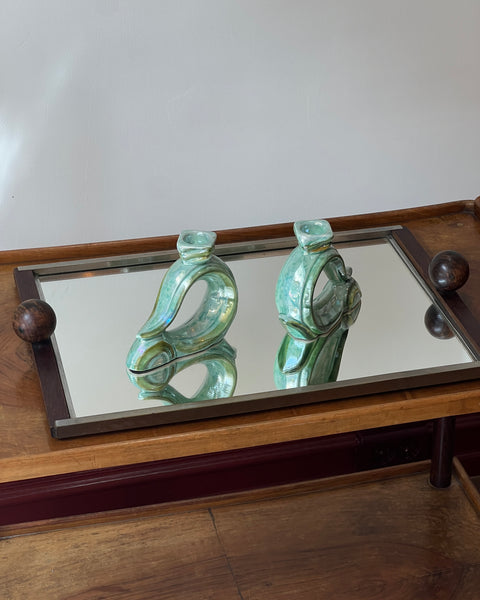 Vintage green ceramic candle holder (A pair available)