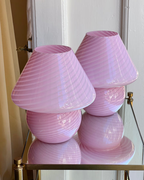 Vintage bubblegum pink Murano mushroom table lamp - Medium