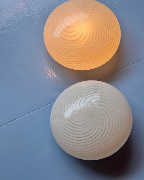 Vintage Murano white swirl ceiling/wall lamp (D25) (2 available)