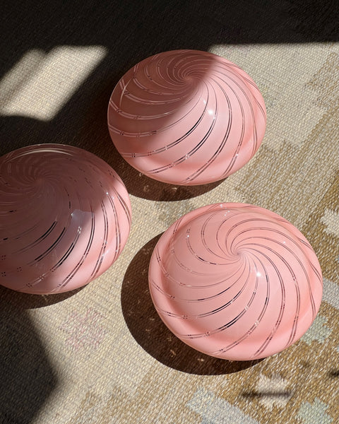 Vintage Murano pink/clear swirl ceiling/wall lamp (D25)