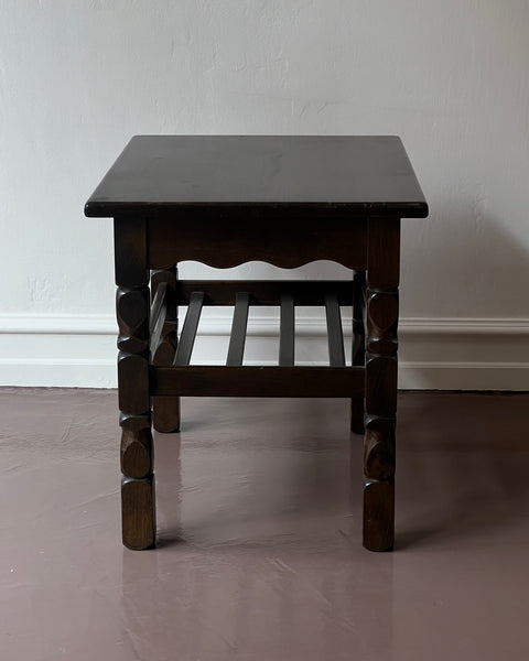 Vintage wooden side table with wavy/scalloped details