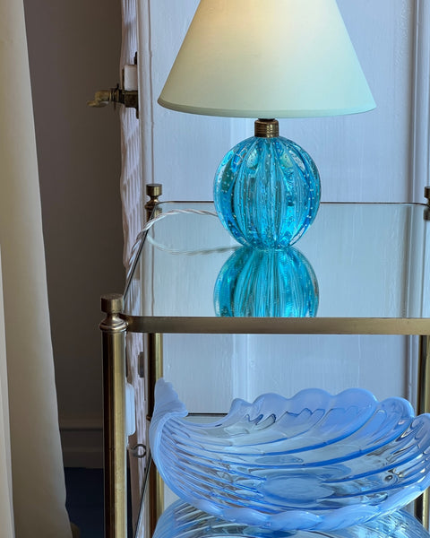 Vintage blue Murano table lamp (with shade)