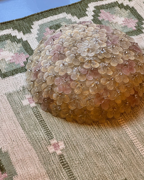 Vintage pink/clear/golden Murano flower ceiling/wall lamp (D46)