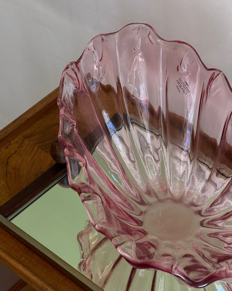 Vintage large pink Murano shell bowl