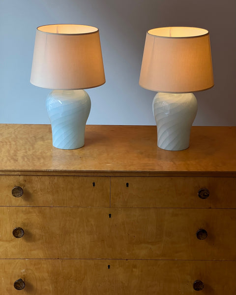 Vintage light blue swirl Murano table lamp (1 available) (Medium)