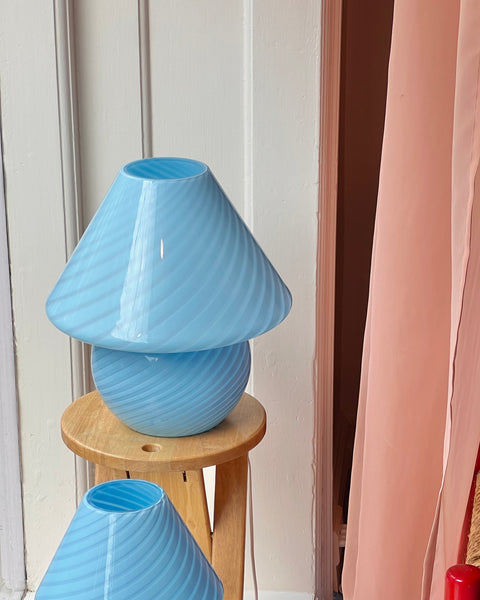 Mushroom table lamp - Light blue swirl (Large)