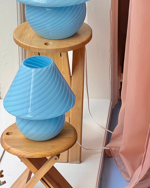 Mushroom table lamp - Light blue swirl