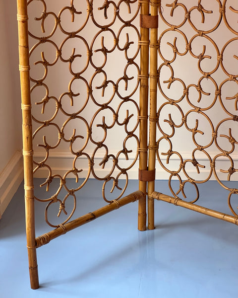Vintage woven rattan room divider screen/paravant