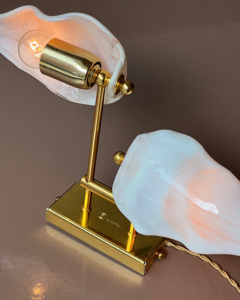 Vintage milky white/pink Murano double wall lamp