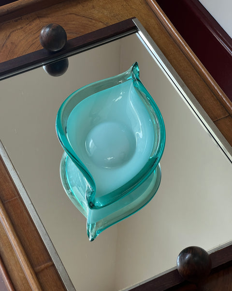 Vintage opal turquoise/green Murano dish/bowl