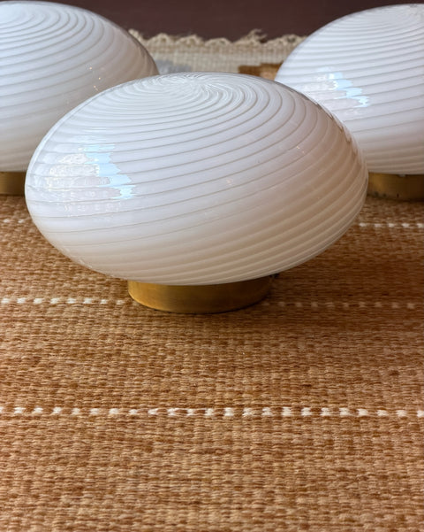 Vintage Murano white swirl ceiling/wall lamp (D28) (3 available)