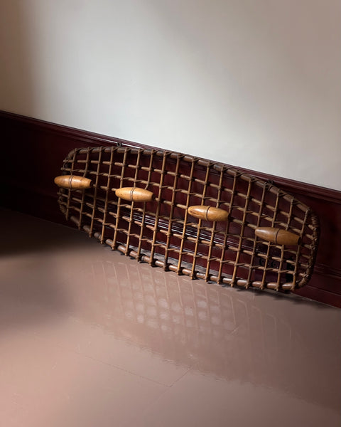 Vintage rattan coat rack