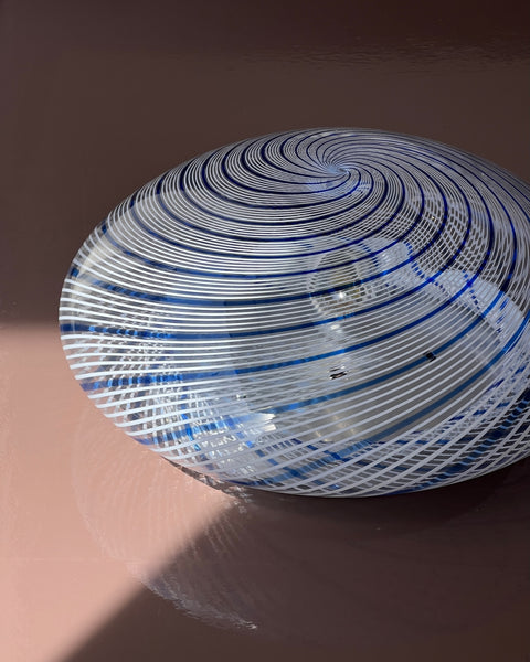 Vintage Murano white/blue/clear swirl ceiling/wall lamp (D40)
