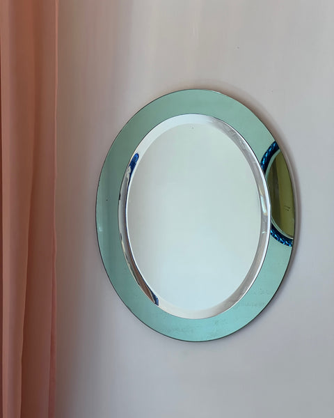 Vintage Italian mirror with turquoise mirror frame