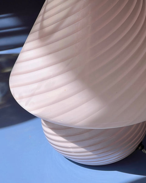 Vintage light pink Murano mushroom table lamp - Large
