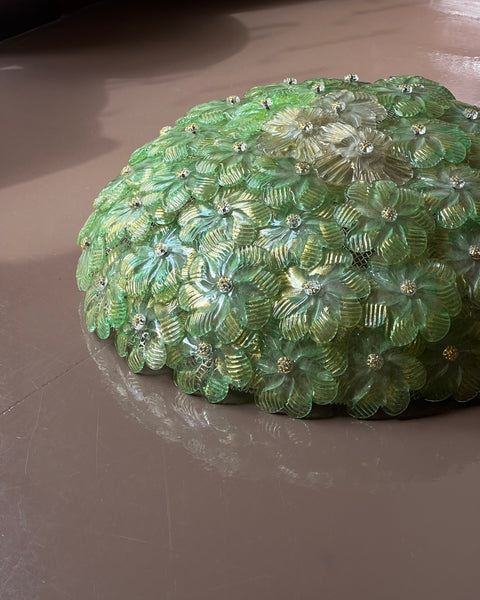 Vintage green/golden Murano flower ceiling/wall lamp (D46)