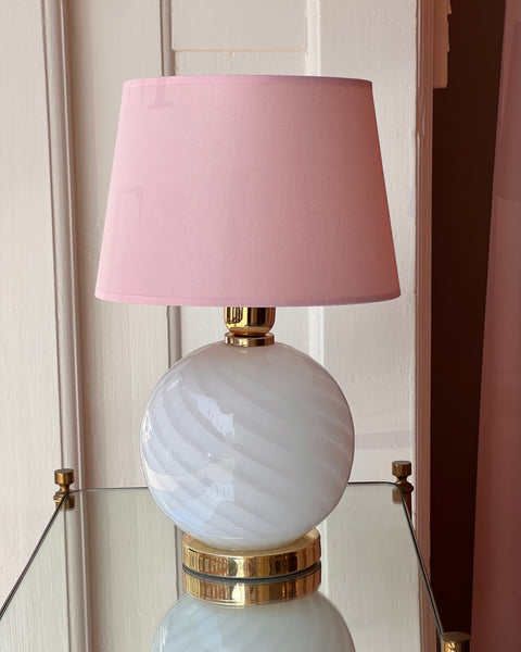 Vintage white swirl Murano table lamp (with shade)