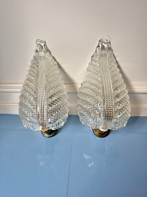 Vintage Murano leaf wall lamp (2 available)