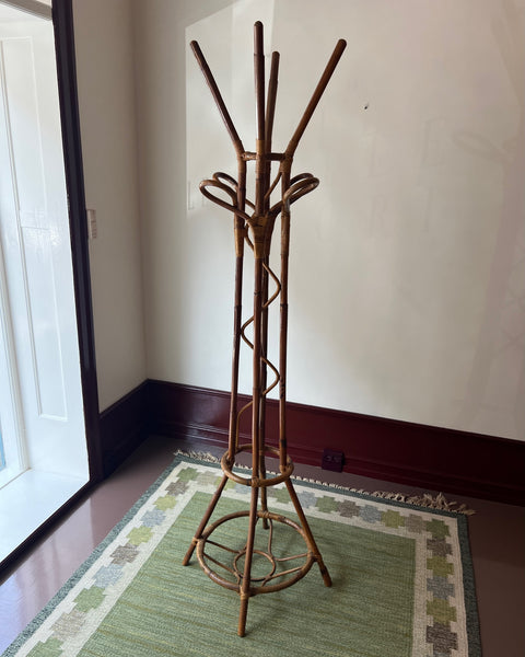 Vintage rattan coat stand
