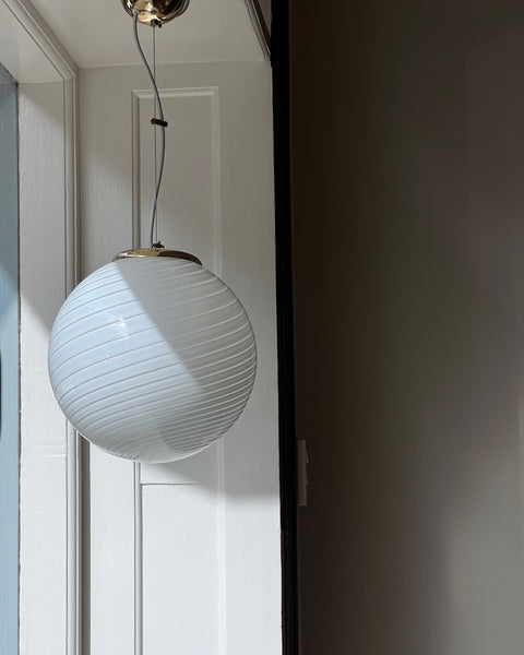 Vintage white swirl Murano ceiling lamp (D30)