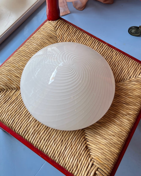 Vintage Murano white swirl ceiling/wall lamp (D28)