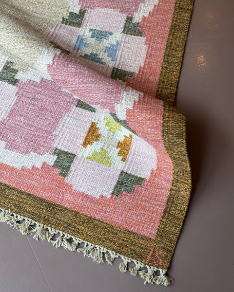 Vintage flat weave rug by Ingegerd Silow (IS)