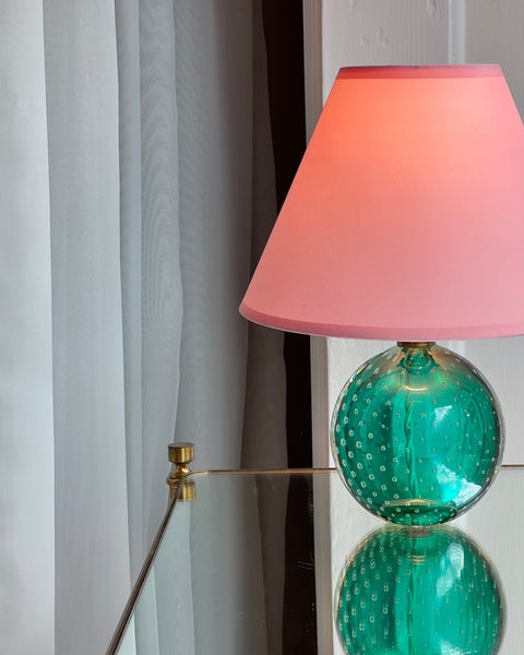 Vintage green bubble Murano table lamp (with shade)