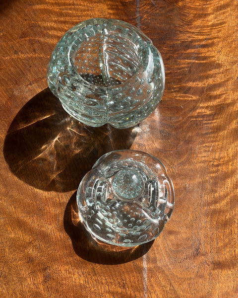 Vintage clear / light blue Murano bonbonniere