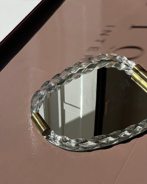 Vintage Italian mirror with twisted clear glass frame