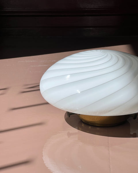 Vintage Murano white swirl ceiling/wall lamp (D25)