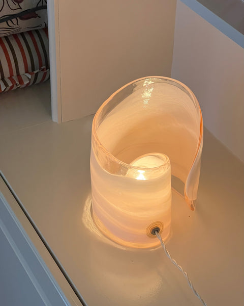 Vintage milky white/pink Murano table lamp