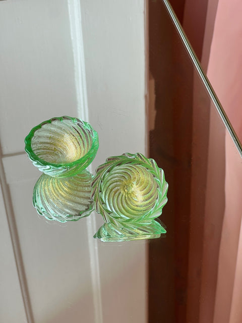 Vintage golden / green Murano bonbonniere