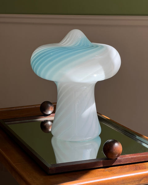 Vintage blue/white Murano mushroom table lamp