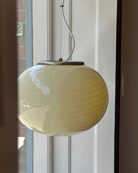 Vintage oval yellow swirl Murano ceiling lamp (D40)
