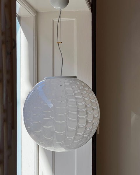 Vintage round white pattern Murano ceiling lamp (D40)