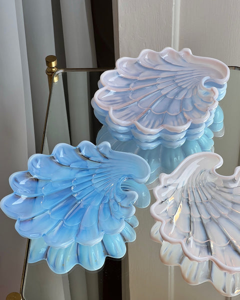 Vintage opal blue shell plate