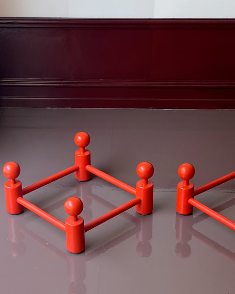 Vintage red wooden coat rack (2 available)