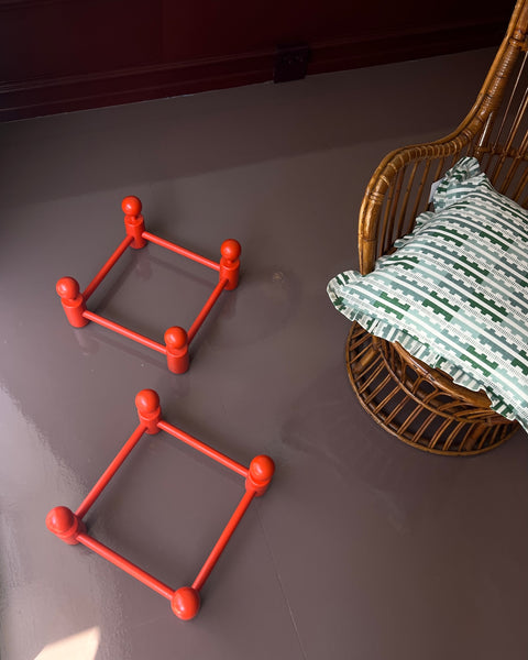 Vintage red wooden coat rack (2 available)
