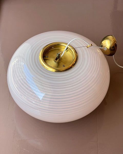 Vintage oval pink / white swirl Murano ceiling lamp (D50)