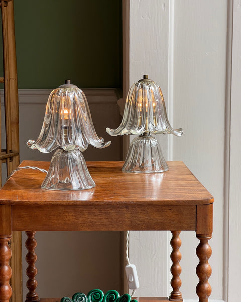 Vintage clear Murano table lamps (Sold as a pair)