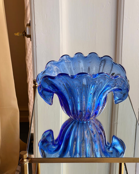 Vintage golden blue Murano shell bowl