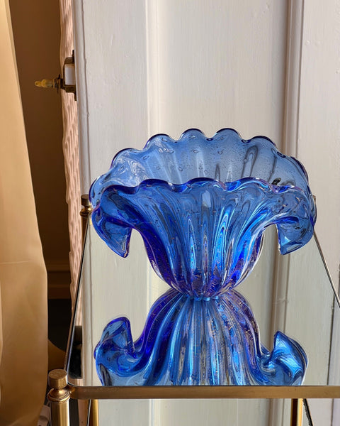 Vintage golden blue Murano shell bowl