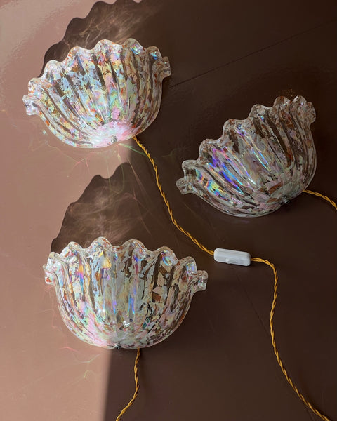 Vintage golden/peach/iridescent Murano wall lamp